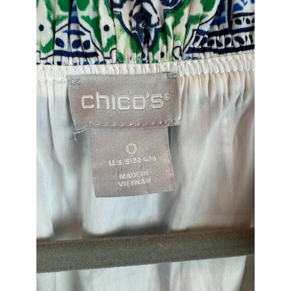 CHICO'S white blue shift lined sleeveless dress size 0 (S) - Picture 2 of 8